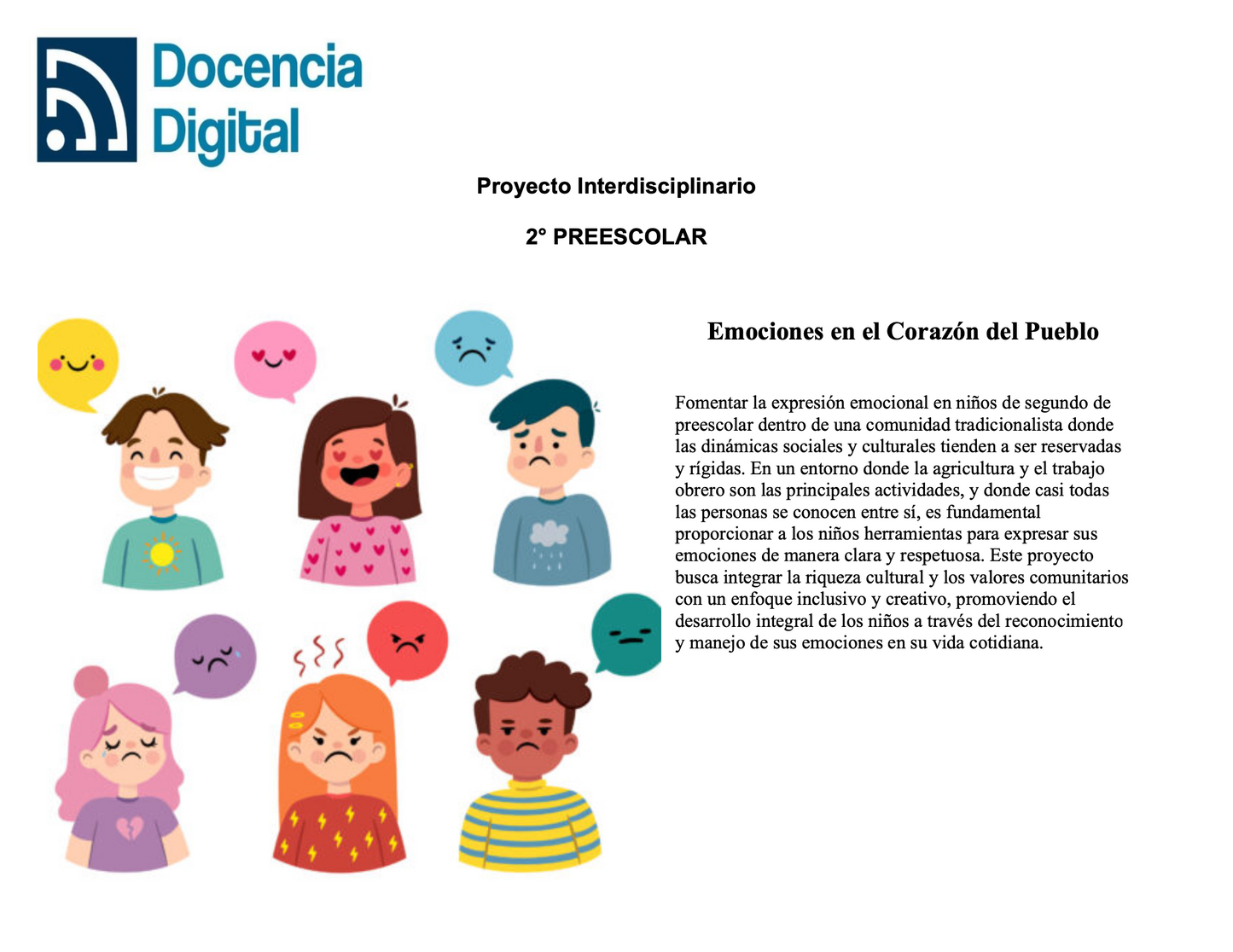 2° PREESCOLAR: Emociones en el Corazón del Pueblo